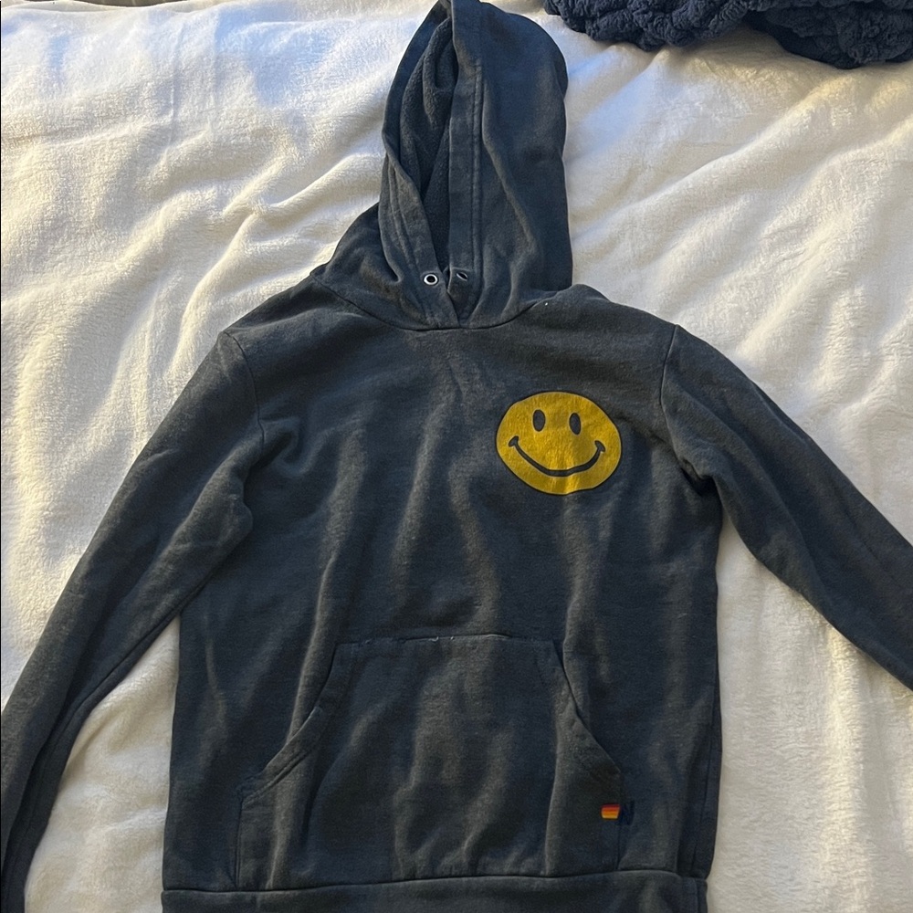 Aviator Kids Gray Hoodie with Yellow Smiley Face